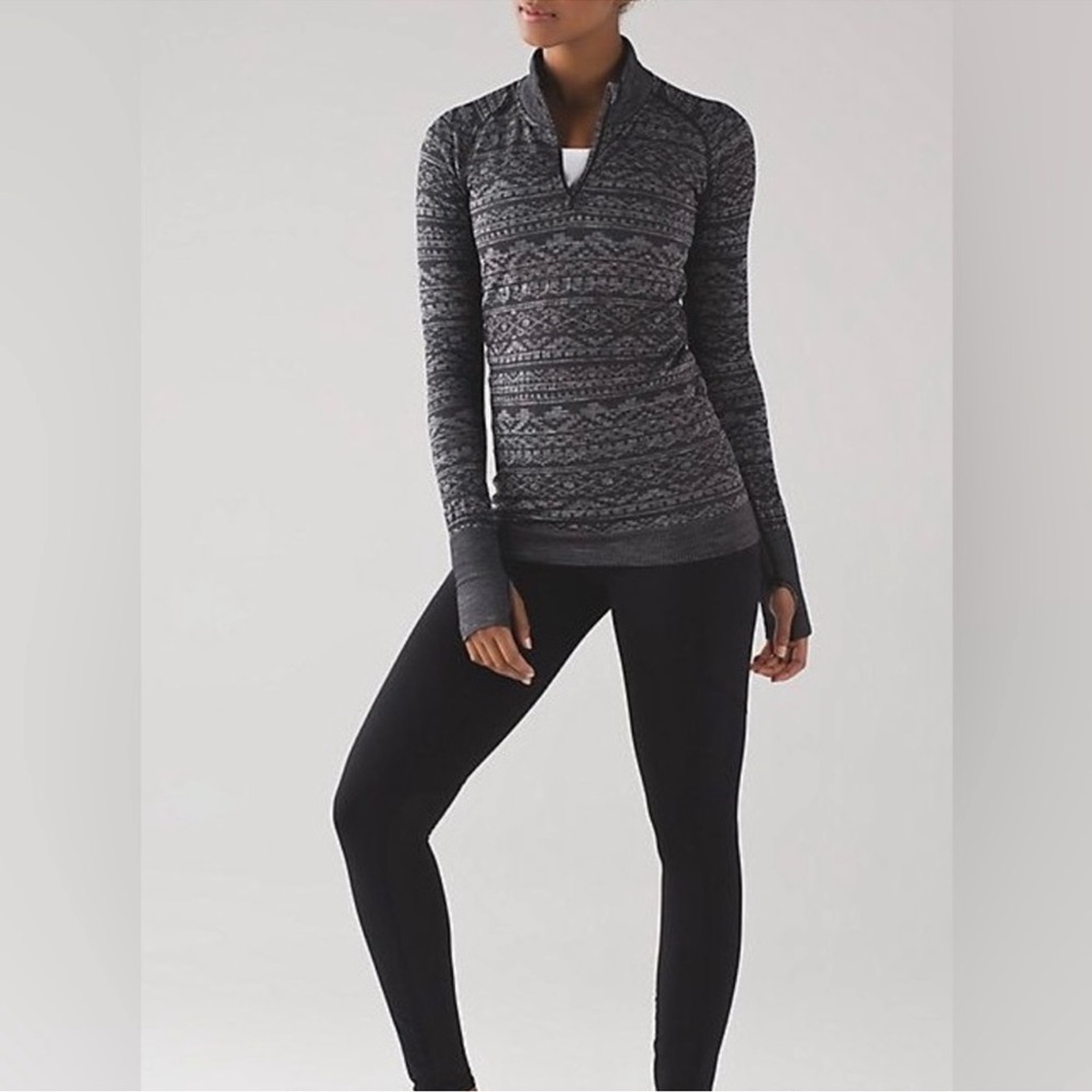 Lululemon Rest Less 1/4 Zip Shirt Heathered gray and Black size 4